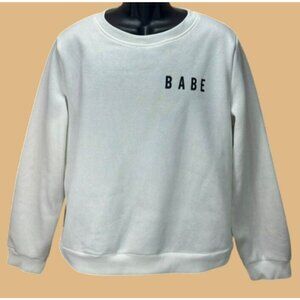 Womens "Babe" White Crewneck Sweatshirt XL NWT